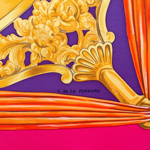 NWT Hermes Scarf "Etriers" in Pink & Purple - Picture 6 of 10